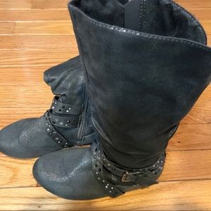 Justice boots with buckles & rhinestones